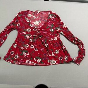 Aeropostale Burgundy Floral Blouse